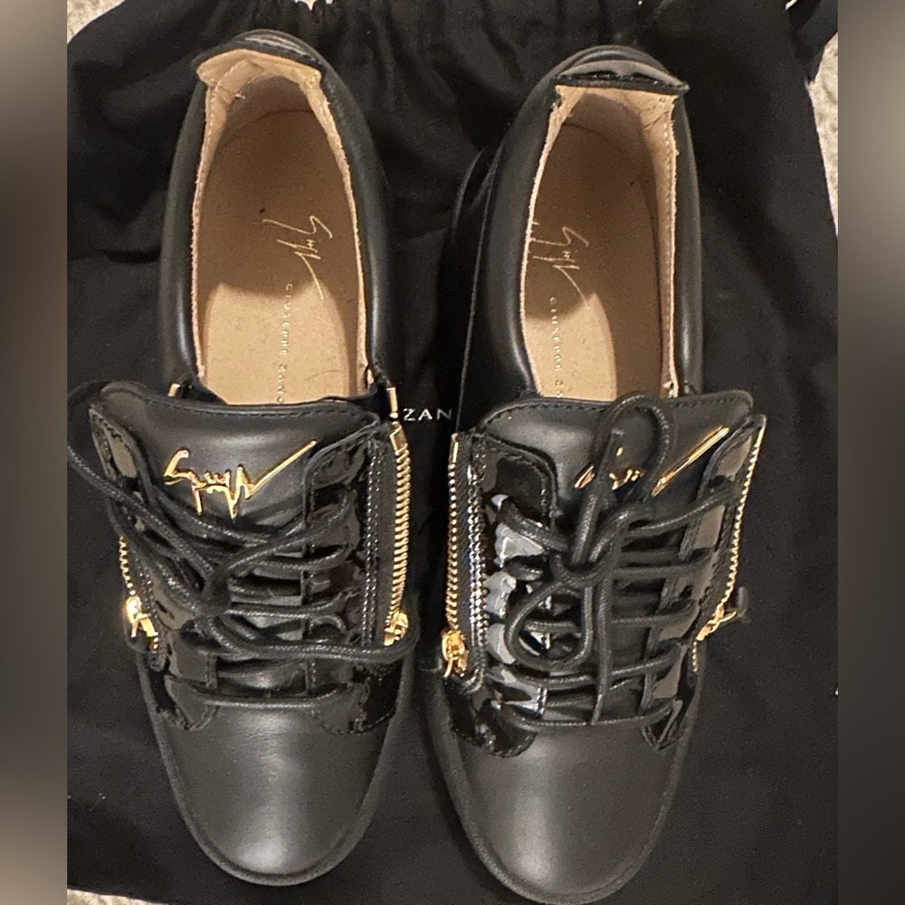 Giuseppe Zanotti Black and Gold Sneakers